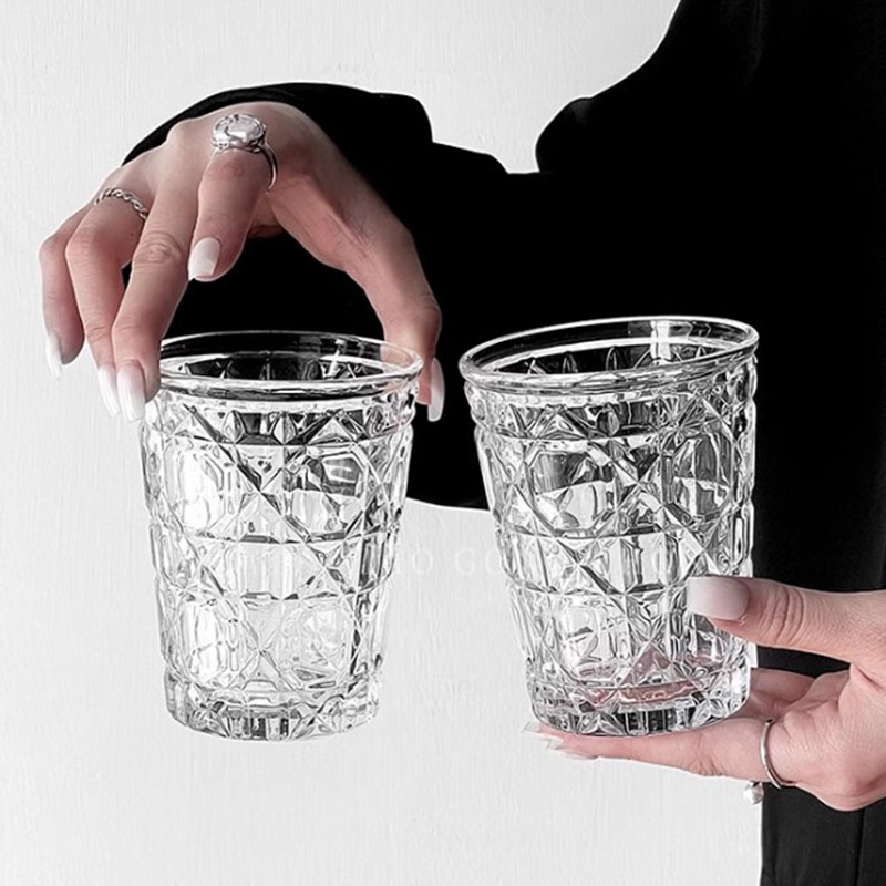 Wine In Beer Glass - 2szt 310ml Vintage Diamond Patterned Western