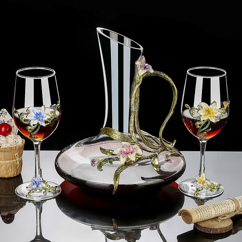 Wine Glass Set Crystal - Zestaw emaliowanych kryształowych kielichów w stylu